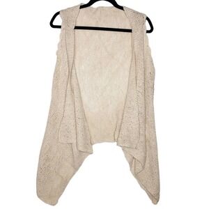 Moche Lifestyle Alpaca Blend Cascade Vest Open Knit Oatmeal Lightweight NEW